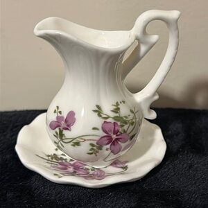 Vintage Purple Floral Mini Pitcher Set
